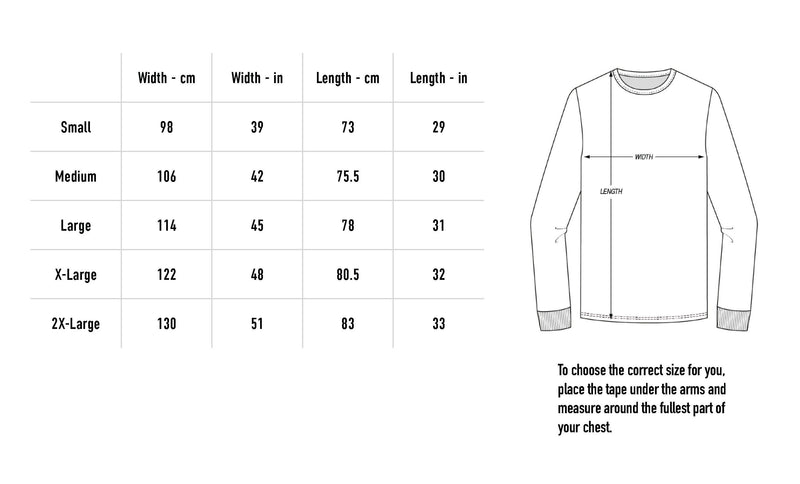 Size chart for MGHGAG Longsleeve - Black