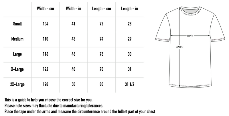 Size chart for MGHGAG Acid Wash Tee